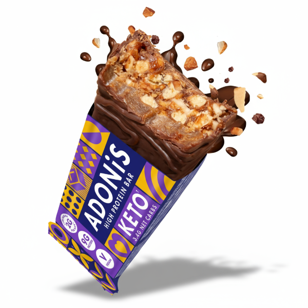 Baton keto Double Choc crocant bogat în proteine