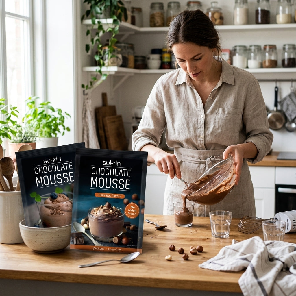 Mousse de ciocolata cu alune, 80 gr (Sukrin)