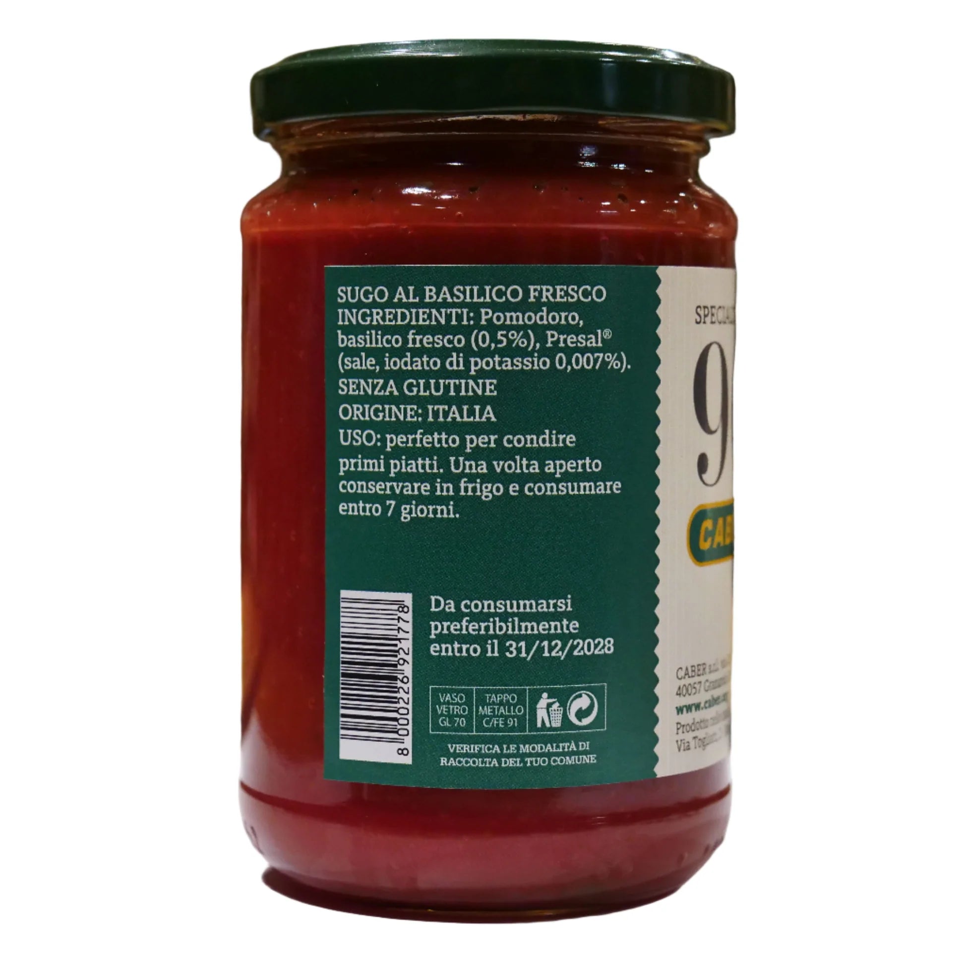 Sos de roșii cu busuioc proaspăt 280g – Caber